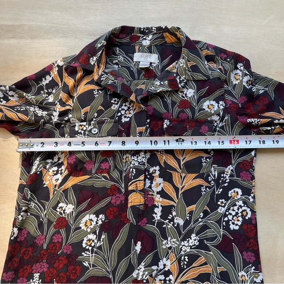 LOFT Petite XXS Button Up Blouse Office Work Business Top Floral Long Sleeve - Picture 8 of 9